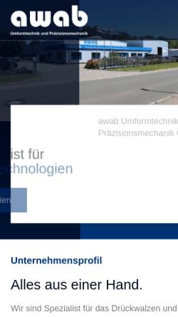 Vorschau der mobilen Webseite www.awab.de, Awab - Umformtechnik und Präzisionsmechanik