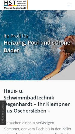 Vorschau der mobilen Webseite www.hst-degenhardt.de, Haus- und Schwimmbadtechnik Degenhardt