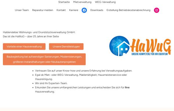 Vorschau von www.haldensleber-wohnungsverwaltung.de, Haldensleber Wohnungs- und Grundstücksverwaltungs GmbH