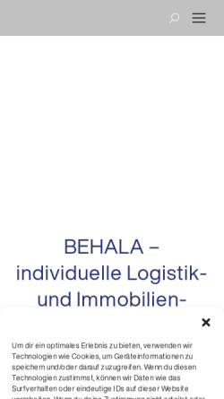 Vorschau der mobilen Webseite www.behala.de, BEHALA - Berliner Hafen- und Lagerhausgesellschaft mbH