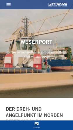 Vorschau der mobilen Webseite www.weserport.de, Seehafen Weserport Bremen