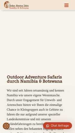 Vorschau der mobilen Webseite www.outdoor-adventure-namibia.de, Outdoor Adventure