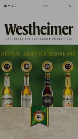 Vorschau der mobilen Webseite www.brauerei-westheim.de, Gräflich zu Stolberg'sche Brauerei Westheim GmbH