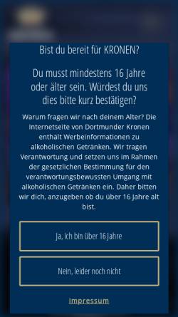 Vorschau der mobilen Webseite www.kronen.de, Kronen Privatbrauerei Dortmund GmbH & Co.