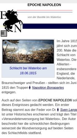 Vorschau der mobilen Webseite www.epoche-napoleon.net, Epoche Napoleon - von der Bastille bis Waterloo