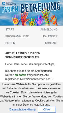 Vorschau der mobilen Webseite www.ferienspiele-eschwege.de, Ferienspiele Eschwege