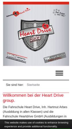 Vorschau der mobilen Webseite www.heartdrive.de, Fahrschule Heart Drive