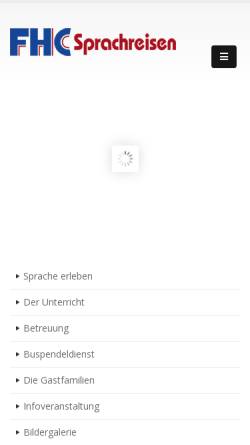 Vorschau der mobilen Webseite www.fhc-sprachreisen.de, FHC Sprachreisen