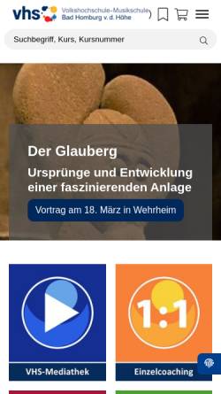 Vorschau der mobilen Webseite www.vhs-badhomburg.de, Volkshochschule
