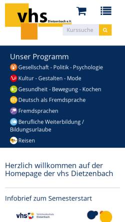 Vorschau der mobilen Webseite www.vhs-dietzenbach.de, Volkshochschule Dietzenbach