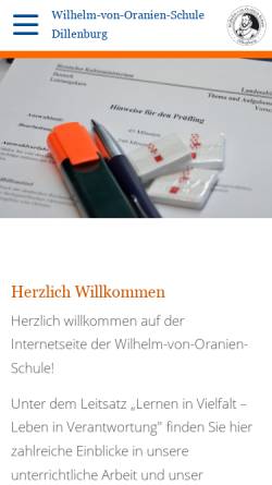 Vorschau der mobilen Webseite www.wvo-dill.de, Wilhelm-von-Oranien-Schule Dillenburg