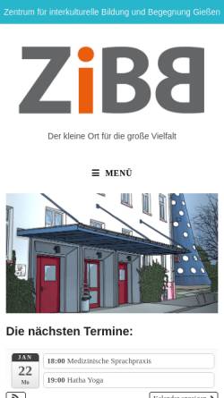 Vorschau der mobilen Webseite www.zibb-giessen.de, Verein und Zentrum für interkulturelle Bildung & Begegnung (ZiBB)