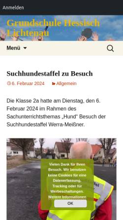Vorschau der mobilen Webseite www.gsheli.de, Grundschule Hessisch Lichtenau