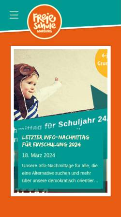 Vorschau der mobilen Webseite www.freie-schule-marburg.de, Freie Schule Marburg e.V.