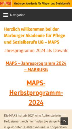 Vorschau der mobilen Webseite www.maps-marburg.de, Marburger Akademie für Pflege- und Sozialberufe