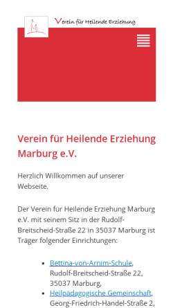 Vorschau der mobilen Webseite verein-fuer-heilende-erziehung.de, Verein für Heilende Erziehung Marburg e.V.