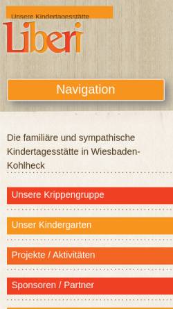Vorschau der mobilen Webseite www.kindergarten-liberi.de, Kohlhecker Kindergarteninitiative Liberi e.V. Wiesbaden