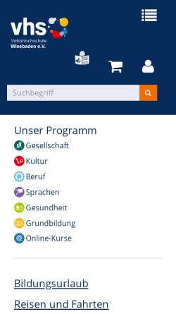 Vorschau der mobilen Webseite www.vhs-wiesbaden.de, Volkshochschule Wiesbaden