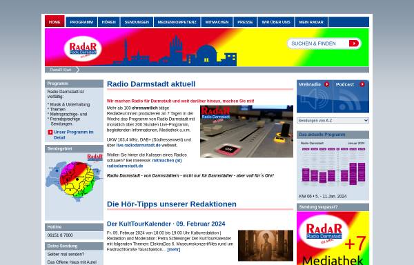 Vorschau von www.radiodarmstadt.de, RadaR - Radio Darmstadt
