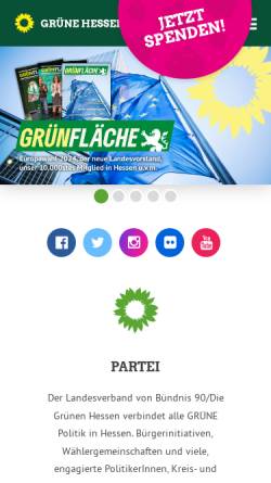 Vorschau der mobilen Webseite www.gruene-hessen.de, Bündnis 90/Die Grünen im Hessischen Landtag