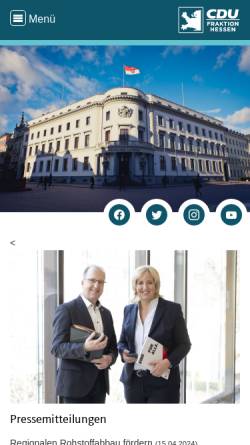 Vorschau der mobilen Webseite www.cdu-fraktion-hessen.de, CDU-Fraktion im Hessischen Landtag