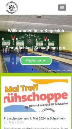 Vorschau der mobilen Webseite kegelclub-schaafheim.de, Kegelclub Gemütlichkeit Schaafheim e.V.
