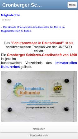 Vorschau der mobilen Webseite www.cronberger-schuetzen.de, Cronberger Schützengesellschaft von 1398 e.V.