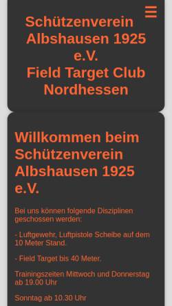Vorschau der mobilen Webseite www.sv-albshausen.de, Schützenverein Albshausen 1925 e.V.