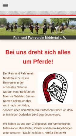 Vorschau der mobilen Webseite www.ruf-niddertal.de, Reit- und Fahrverein Niddertal e. V.