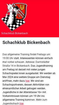 Vorschau der mobilen Webseite www.schach-bickenbach.de, Schachklub Bickenbach e.V.