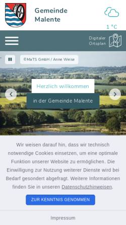 Vorschau der mobilen Webseite www.malente.de, Bad Malente - Gremsmühlen