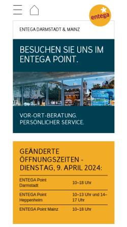 Vorschau der mobilen Webseite www.entega.de, Entega Vertrieb GmbH & Co. KG