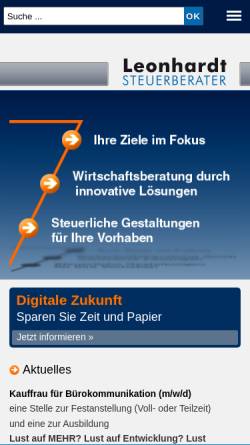Vorschau der mobilen Webseite www.stb-leonhardt.de, Leonhardt Steuerberater