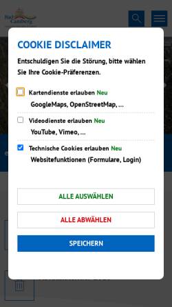 Vorschau der mobilen Webseite www.bad-camberg.de, Bad Camberg Stadt- und Kurverwaltung