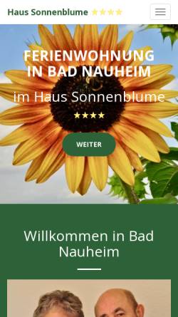 Vorschau der mobilen Webseite www.fewo-badnauheim.de, Ferienwohnungen im Haus Sonnenblume