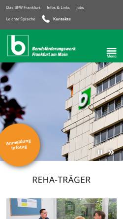 Vorschau der mobilen Webseite www.bfw-frankfurt.de, Berufsförderungswerk Frankfurt