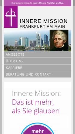 Vorschau der mobilen Webseite www.innere-mission-ffm.de, Evengelischer Verein für Innere Mission