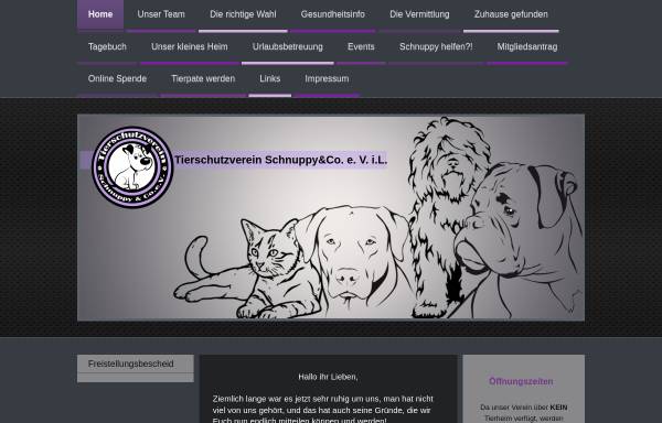 Vorschau von www.tsv-schnuppy.de, Tierschutzverein Schnuppy & Co e.V.
