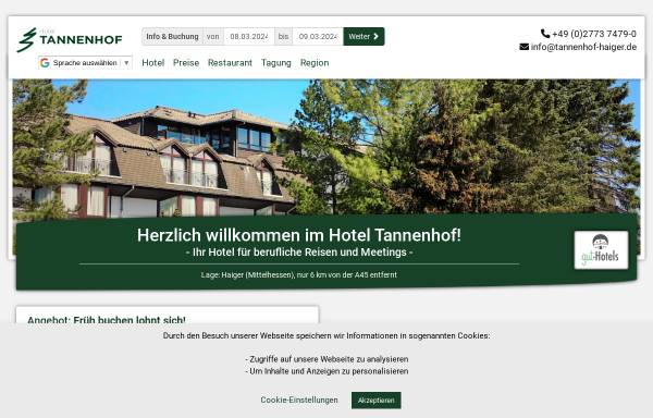 Vorschau von www.hotel-haiger.de, Hotel Tannenhof