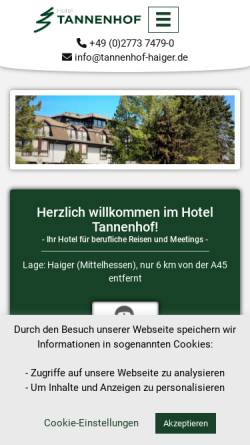 Vorschau der mobilen Webseite www.hotel-haiger.de, Hotel Tannenhof