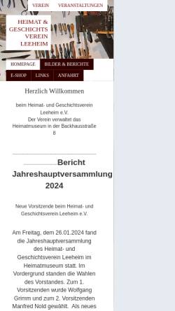 Vorschau der mobilen Webseite www.hgl-leeheim.de, Heimat- und Geschichtsverein Leeheim