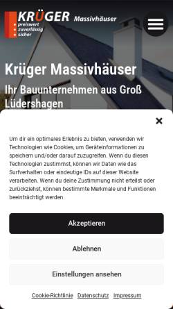 Vorschau der mobilen Webseite www.krueger-massivhaus.de, Krüger Eigenheim- und Wohnungsbau GmbH