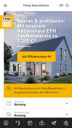 Vorschau der mobilen Webseite www.ytong-bausatzhaus.de, Ytong Bausatzhaus GmbH