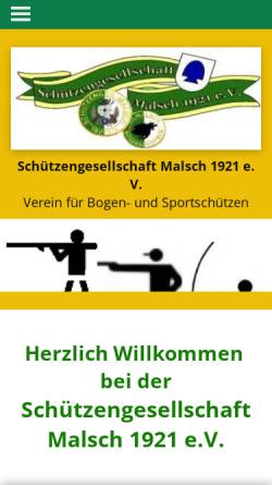 Vorschau der mobilen Webseite www.sg-malsch.de, Schützengesellschaft Malsch 1921 e.V.