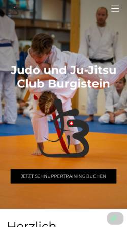 Vorschau der mobilen Webseite www.jjjcb.ch, Judo und Ju-Jitsu Club Burgstein