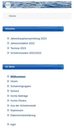 Vorschau der mobilen Webseite www.scwelle.de, Sport Club Welle Berlin e.V.