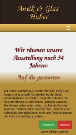 Vorschau der mobilen Webseite www.antik-glas-huber.de, Antik und Glas Huber