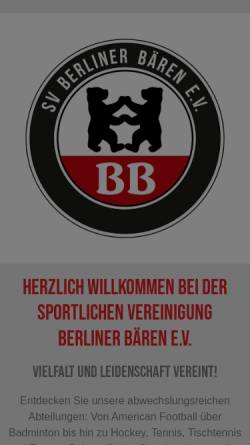 Vorschau der mobilen Webseite www.svberlinerbaeren.de, SV Berliner Bären e.V.