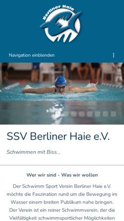 Vorschau der mobilen Webseite www.berlinerhaie.de, SSV Berliner Haie e.V.