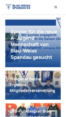 Vorschau der mobilen Webseite www.blau-weiss-spandau.de, Handballfreunde Blau-Weiß Spandau 2000 e.V.